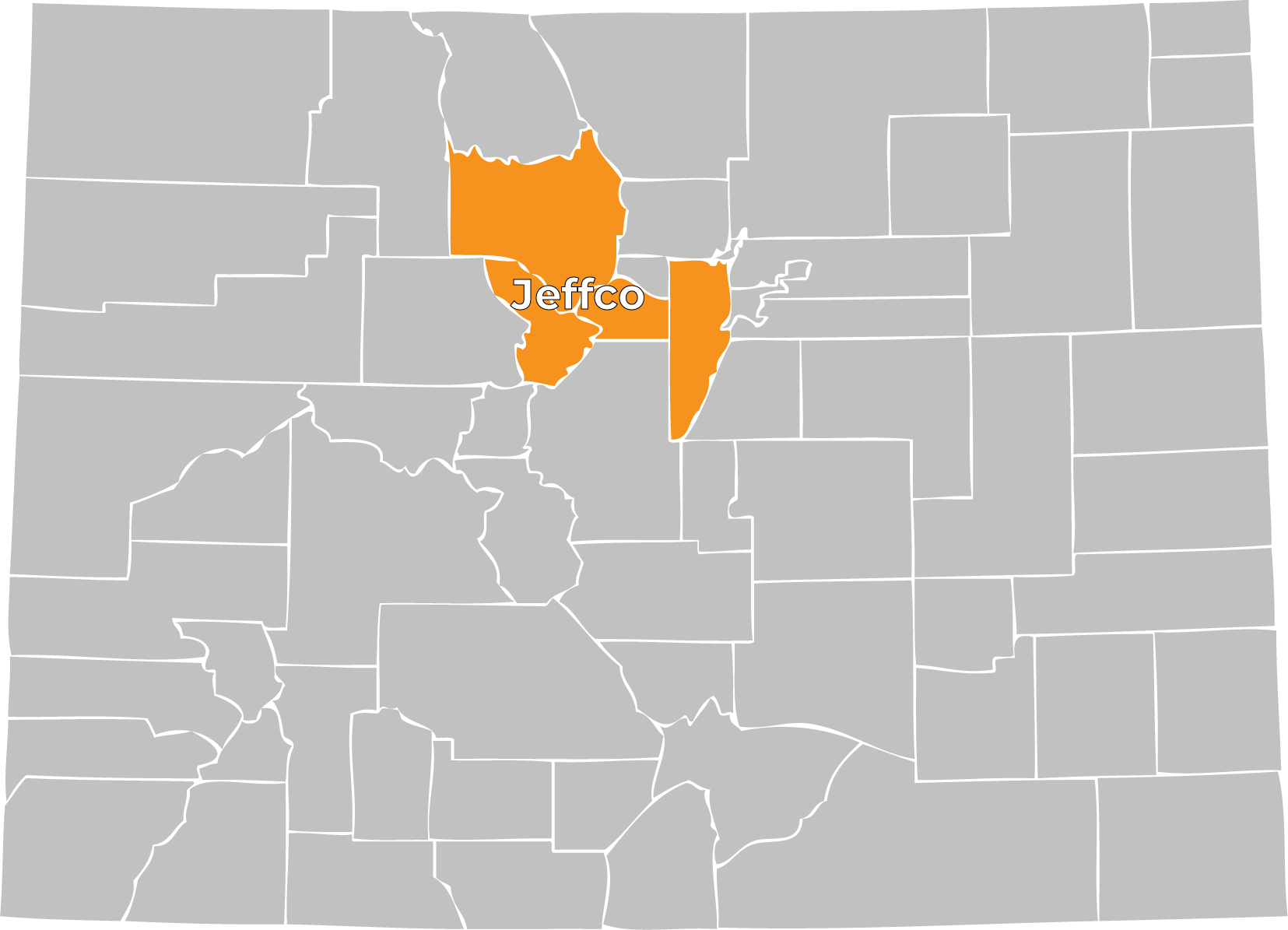 Map of the Jeffco region within Colorado