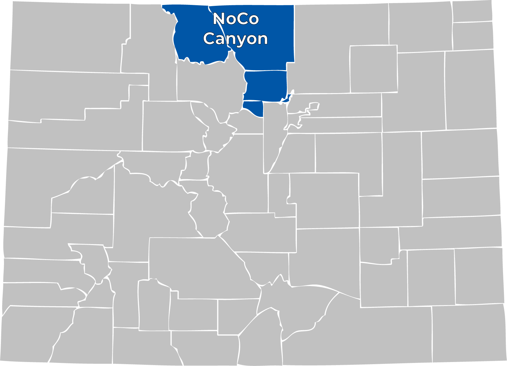 Map of the NoCo Canyon region within Colorado