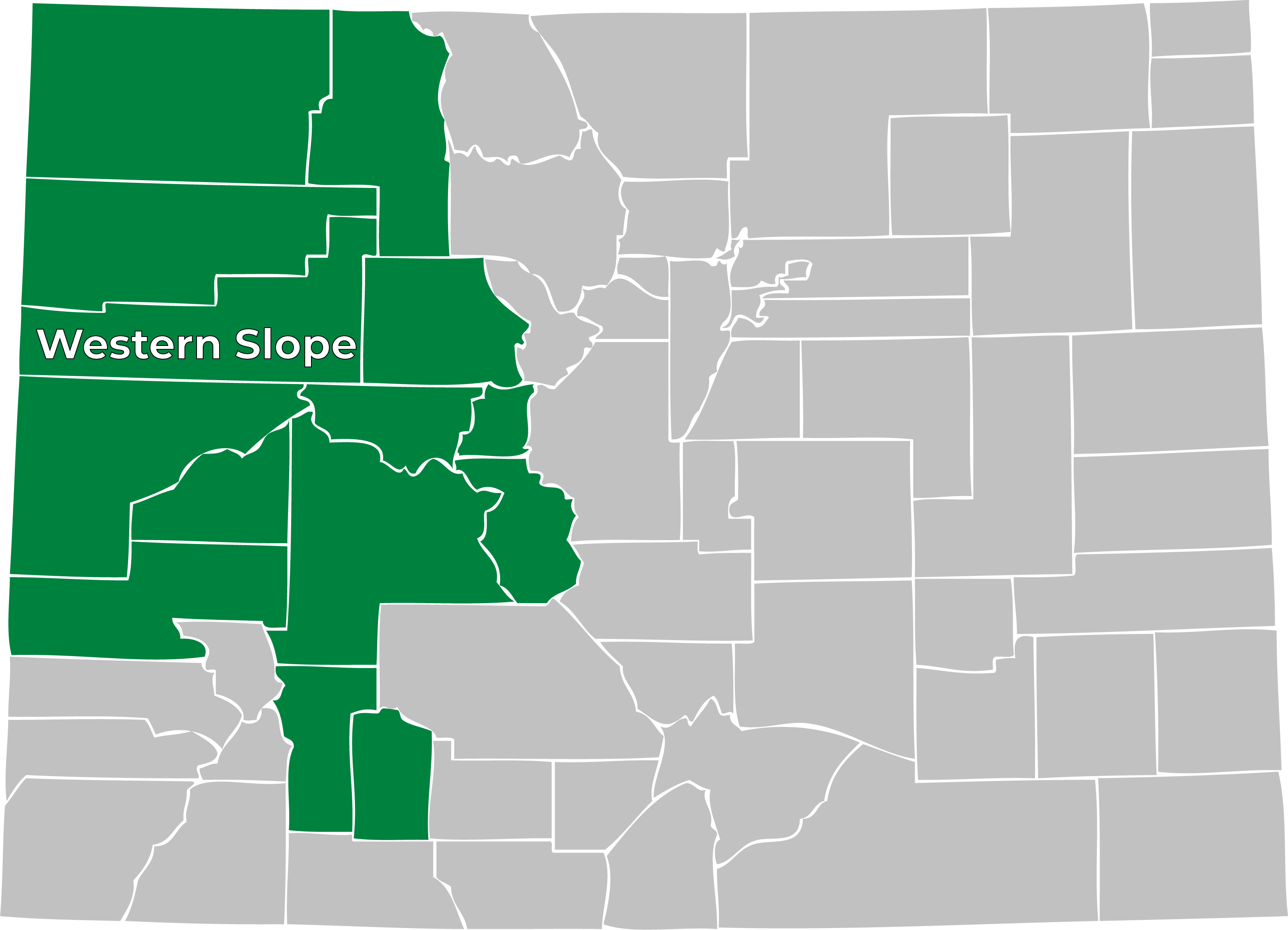 Map of the Western Slope region within Colorado